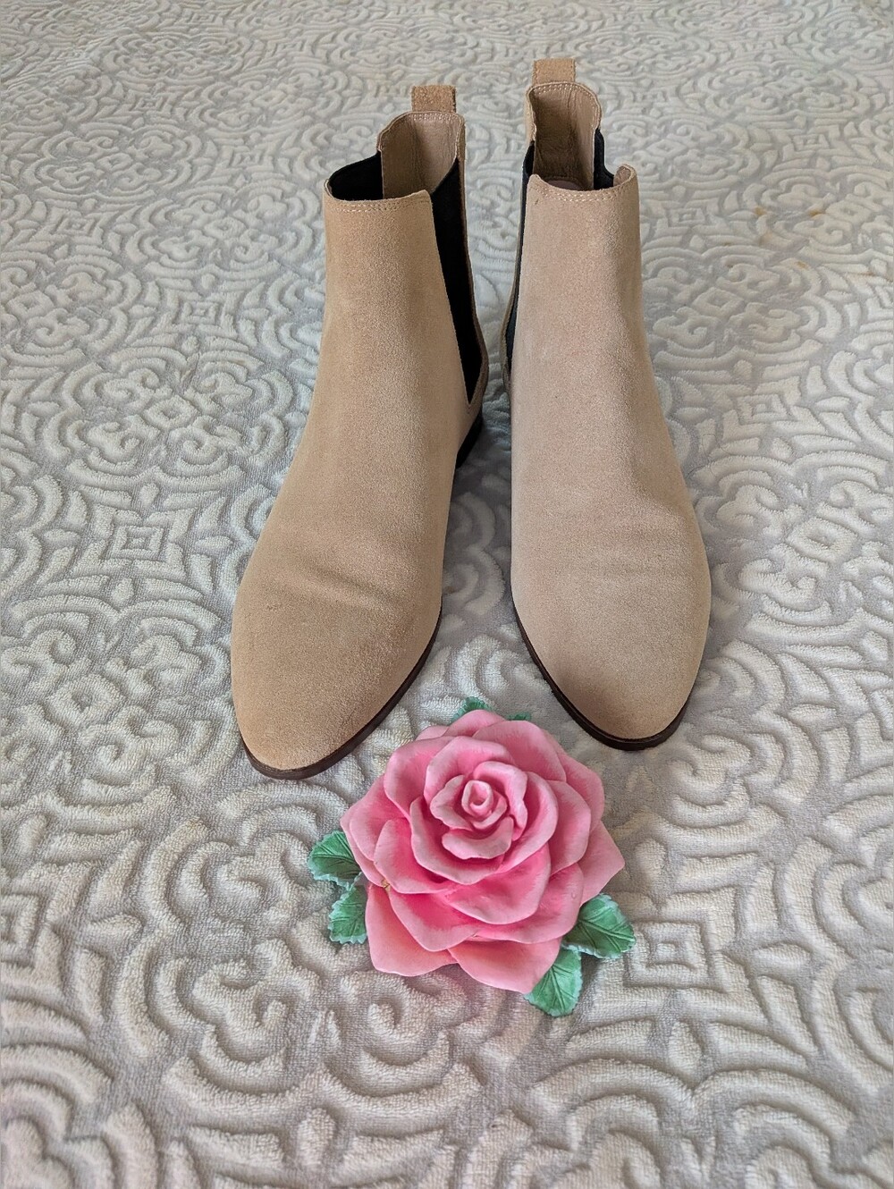 J. Crew Beige Suede Chelsea Booties